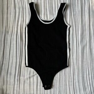 Aqua bodysuit black with white stripes on the sides